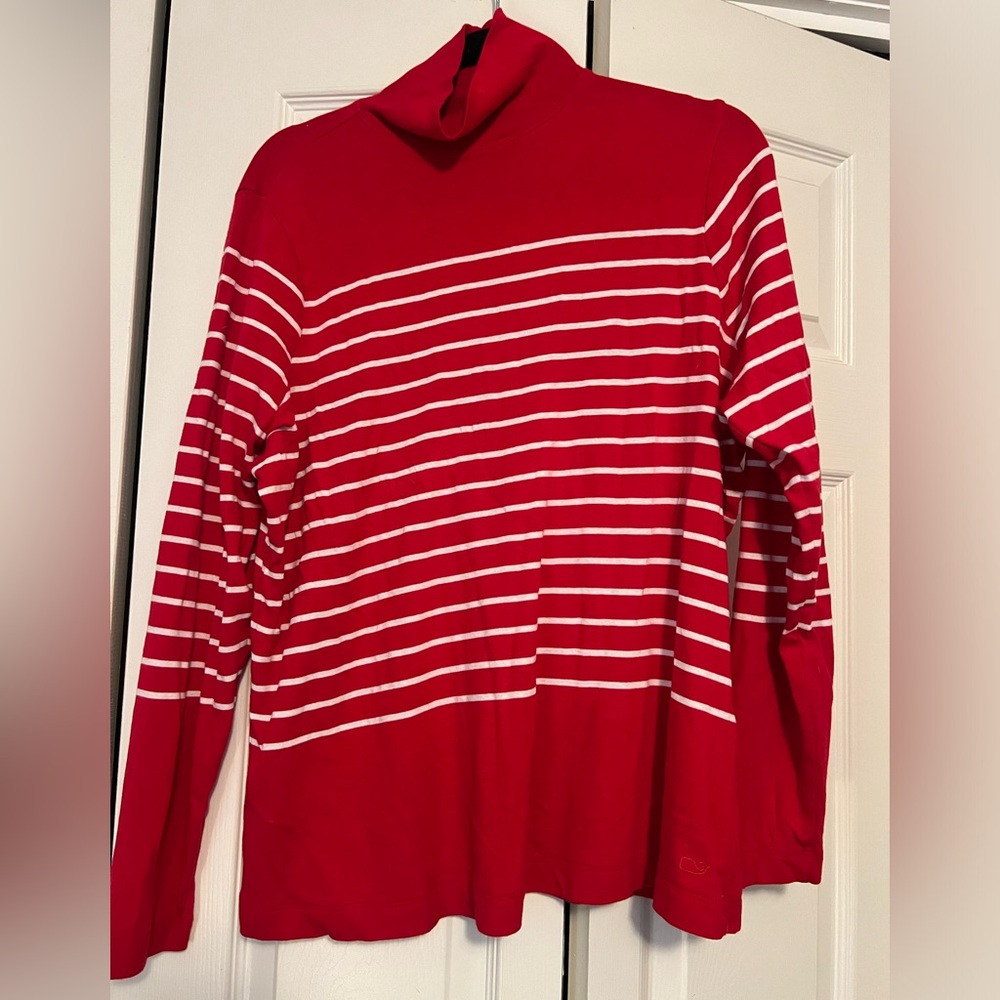 Red and white stripe turtleneck